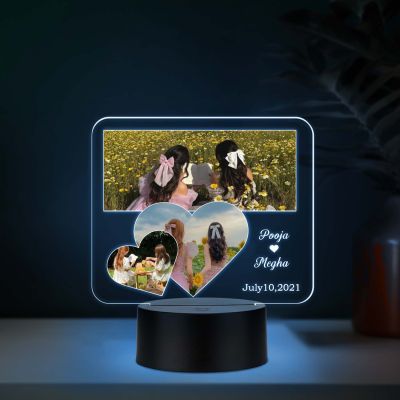 Personalized Best Friend LED Night Lamp Custom with Name & Date Birthday Gift for Bestie Gift for Sister 7 Color Changing Light